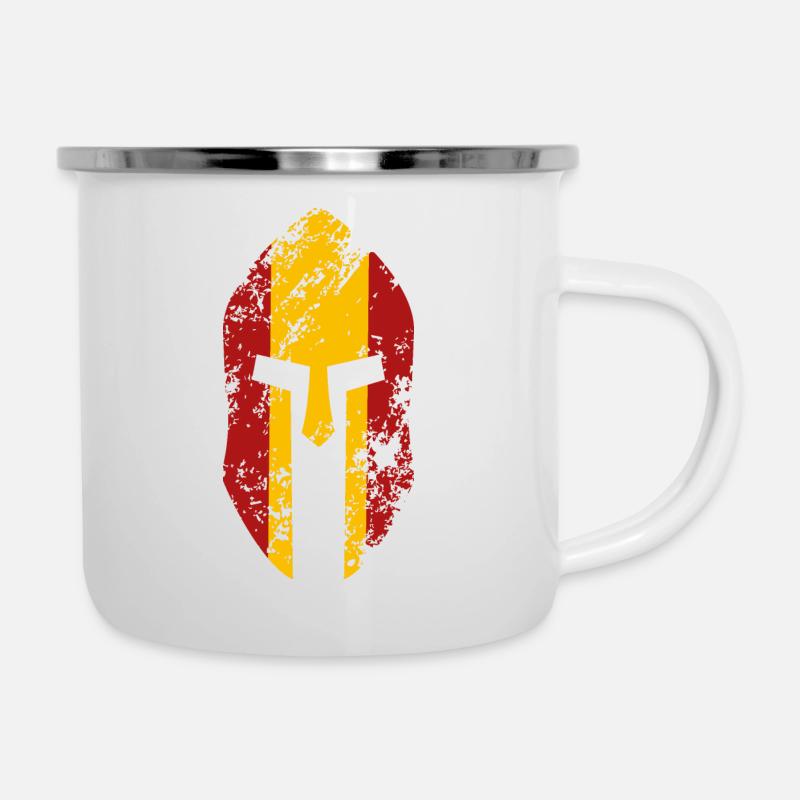 Casque spartiate avec le drapeau de l’Espagne - Tasse émaillée - blanc