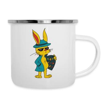 Drôles de motifs de Pâques Lapin de Pâques Oeufs de Pâques - Tasse émaillée - blanc - Droite