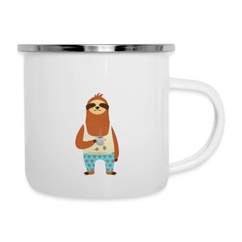 Guten Morgen - Faultier Kaffee Morgenmuffel - Emaille-Tasse - Weiß - Rechts