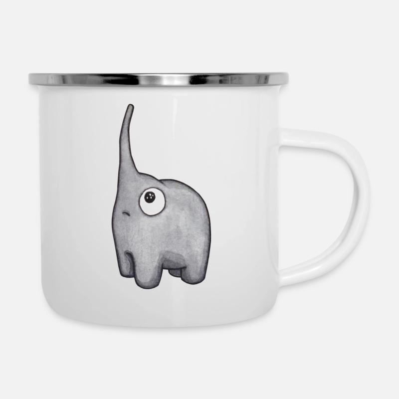 kleiner Elefant - Emaille-Tasse - Weiß