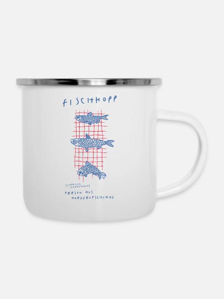 Fischkopp - Emaille-Tasse - Weiß