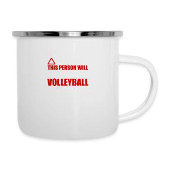 Warning, talk volleyball - Camper Mug - white - Right