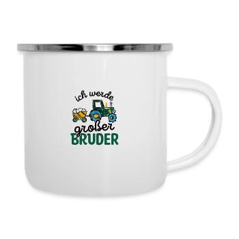 Großer Bruder 2023 Traktor - Emaille-Tasse - Weiß - Rechts