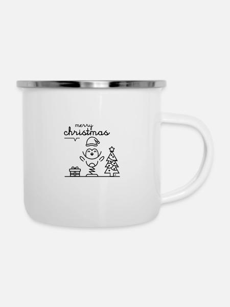 Weihnachtspinguin 2 - Emaille-Tasse - Weiß