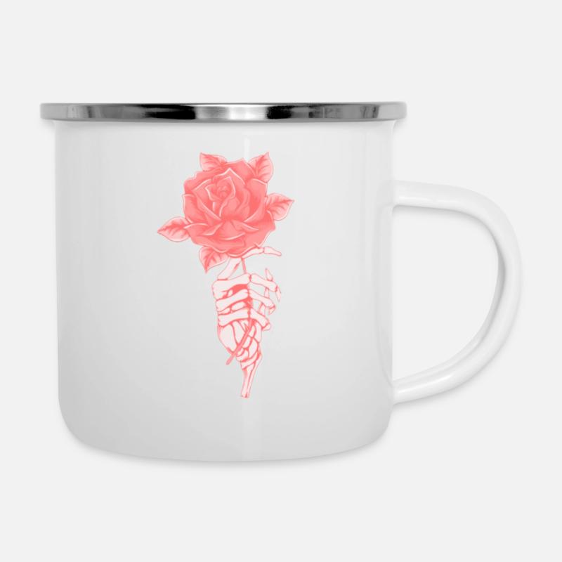 Skelett Rose - Emaljmugg - vit