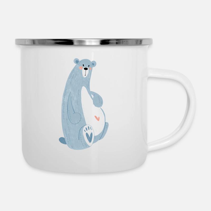 ZAZdesign® Hungry Bear | | d’ours affamé Balu - Tasse émaillée - blanc