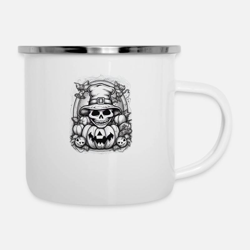 Sorcière effrayante sur fond blanc - Tasse émaillée - blanc