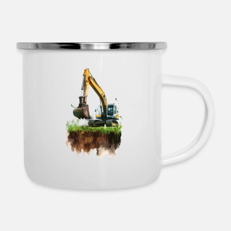 Bagger Baggerfan Baumaschine Baumaschinen - Emaille-Tasse - Weiß