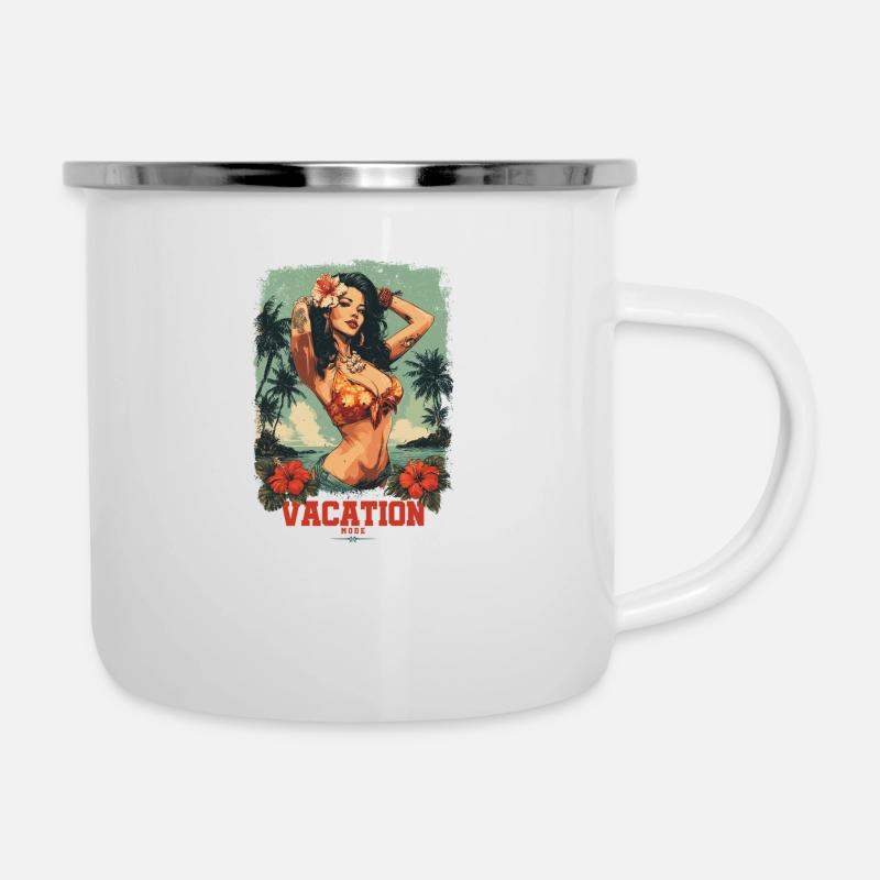 Conception de t-shirt Mode vacances activé - Tasse émaillée - blanc