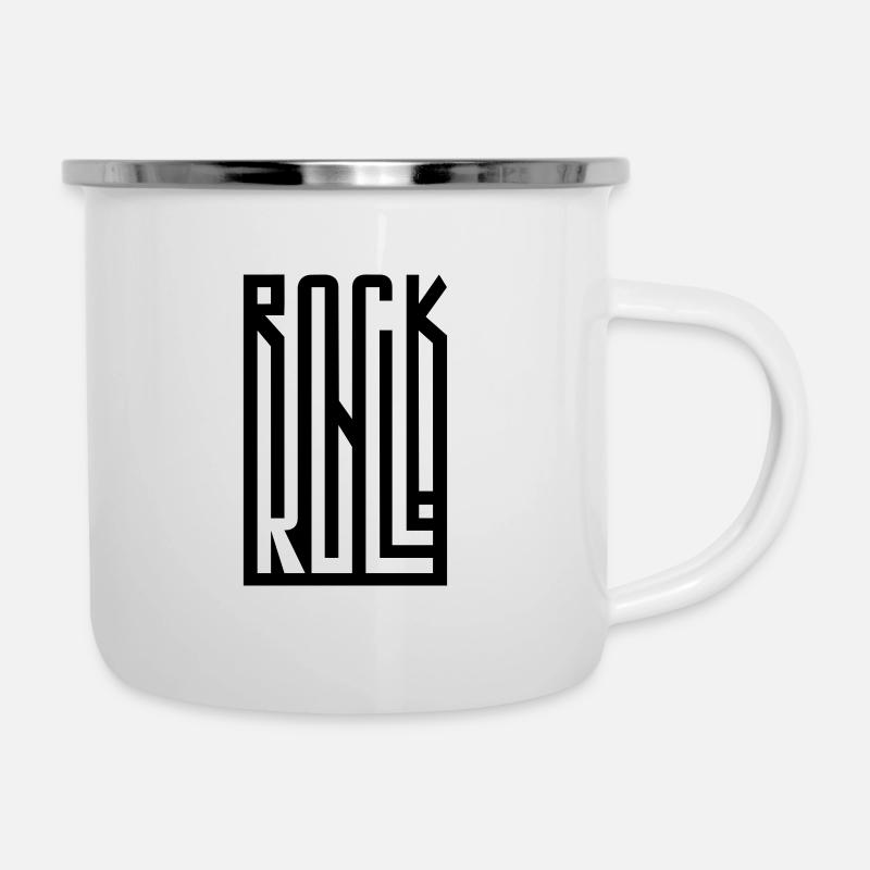 ROCK n ROLL - Emaille-Tasse - Weiß