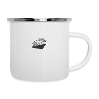 Schiff - Emaille-Tasse - Weiß - Rechts
