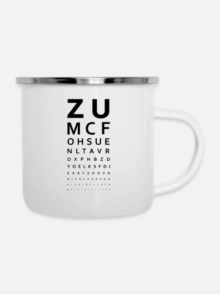 Optiker - Emaille-Tasse - Weiß