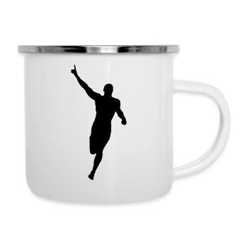 Mann, wer gewinnt - Rennen - Emaille-Tasse - Weiß - Rechts