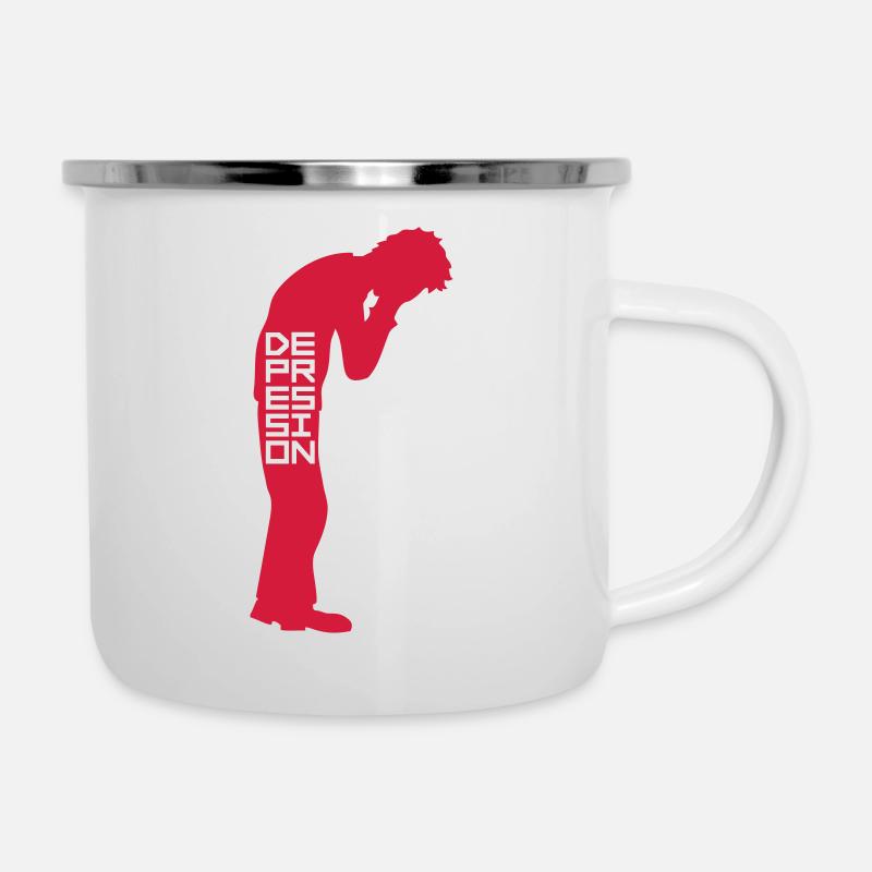 Stehend weinen Depression - Emaille-Tasse - Weiß