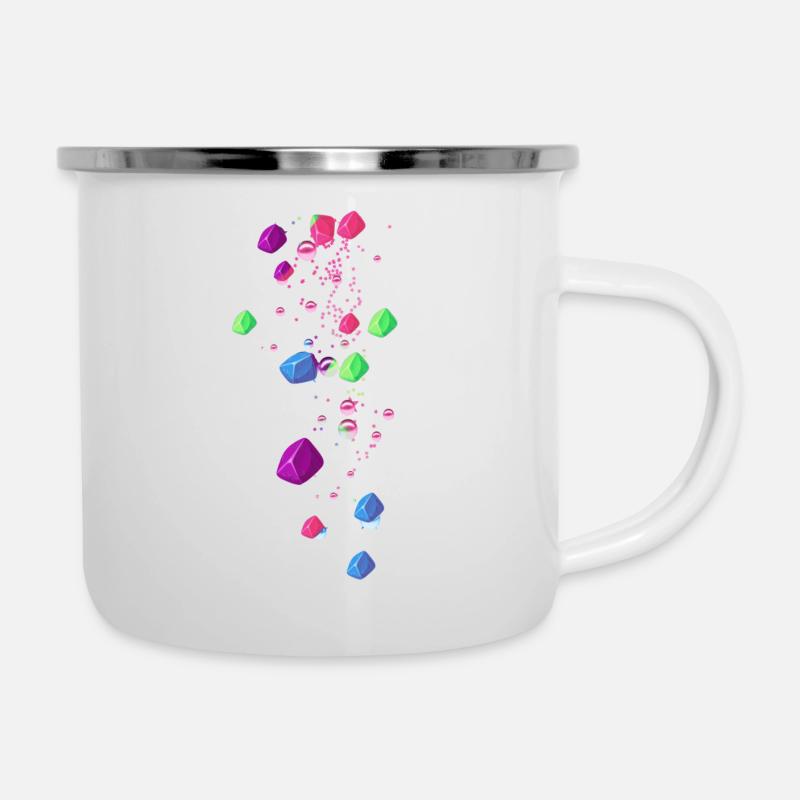 Edelsteine, bunt,Perlen,Sterne, Steine - Emaille-Tasse - Weiß