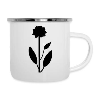 Blume mit Stiel - Emaille-Tasse - Weiß - Rechts