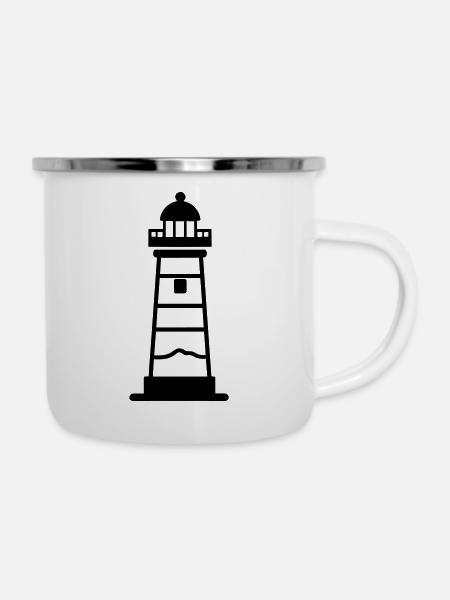 Leuchtturm - Emaille-Tasse - Weiß