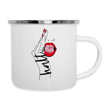 halt dein maul - Emaille-Tasse - Weiß - Rechts