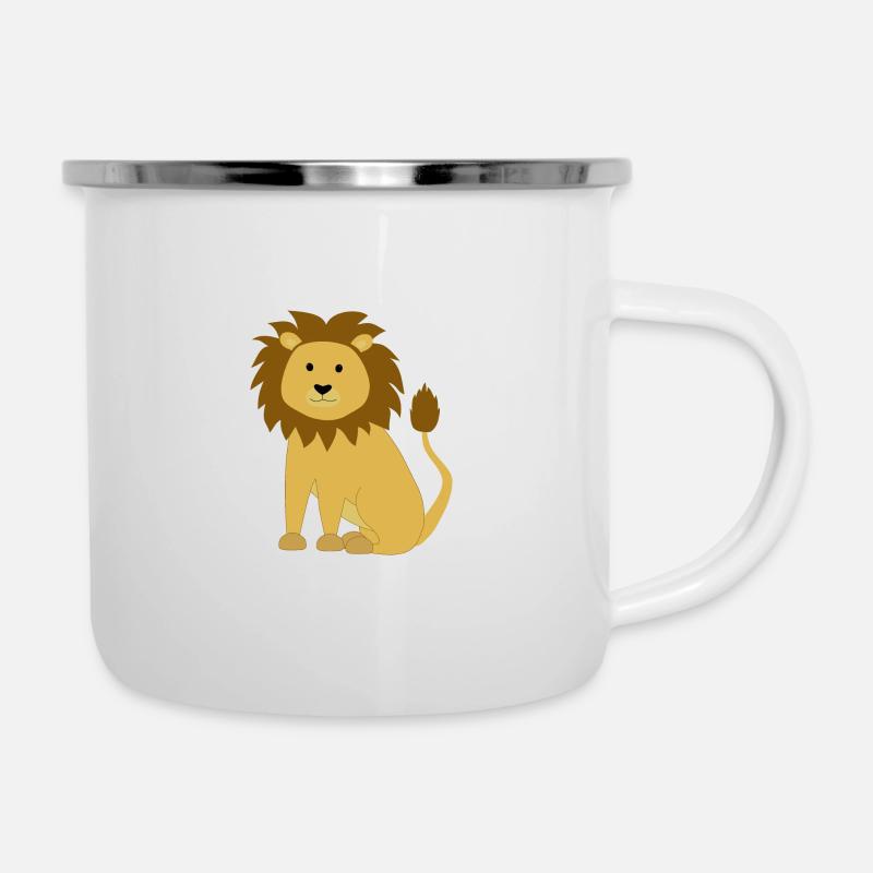 Löwe - Emaille-Tasse - Weiß