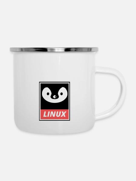Linux Tux - Emaille-Tasse - Weiß