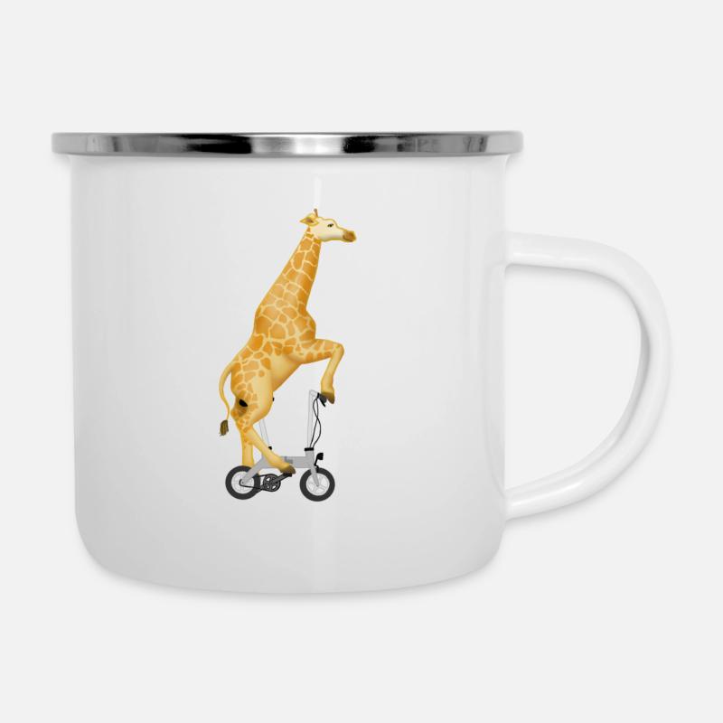 Giraffe on the folding bike - Camper Mug - white