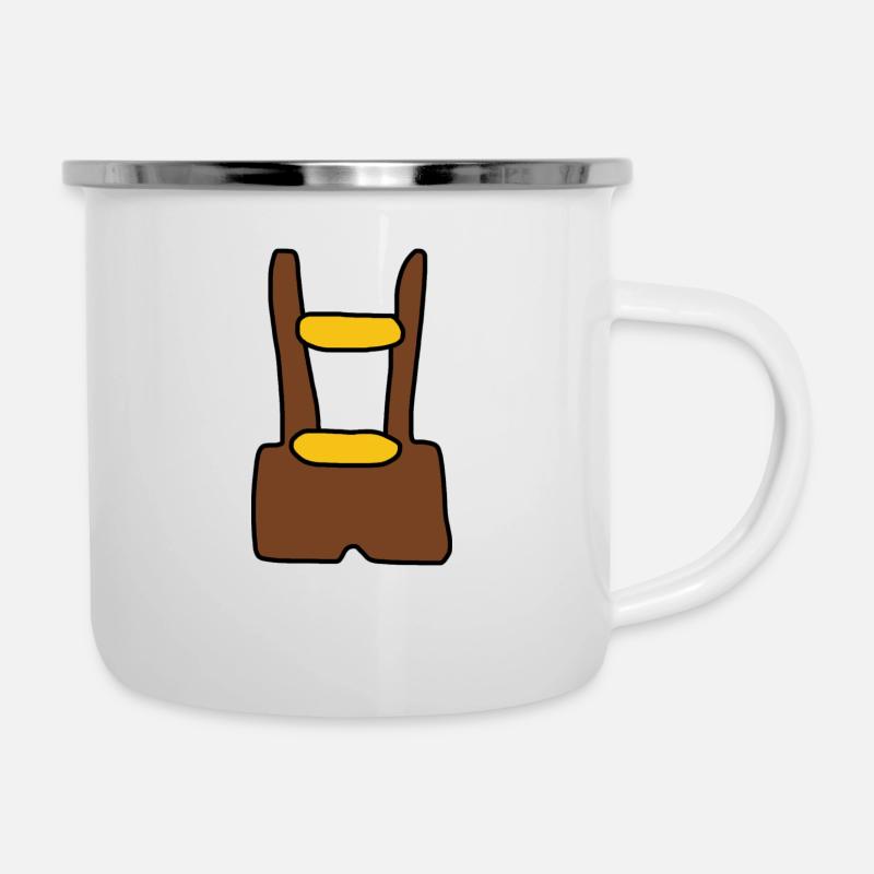Lederhose - Emaille-Tasse - Weiß