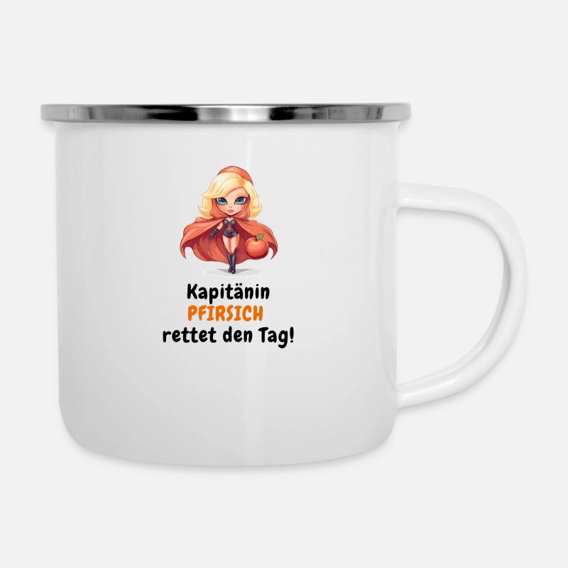 Captain Peach saves the day - Camper Mug - white