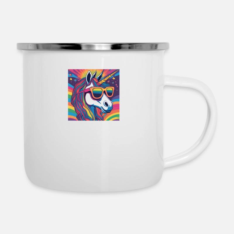 Einhorn 1 - Emaille-Tasse - Weiß