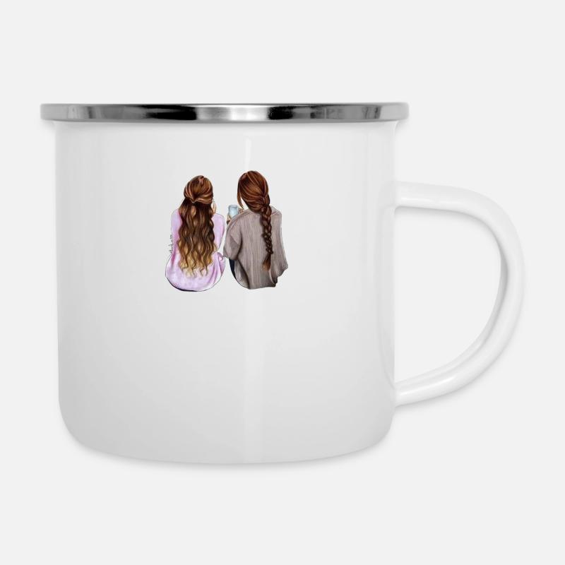 Mutter und Tochter - Emaille-Tasse - Weiß