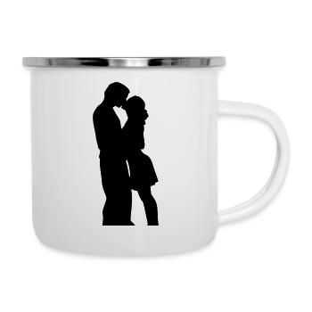 Paar Liebe Kuss 17 - Emaille-Tasse - Weiß - Rechts