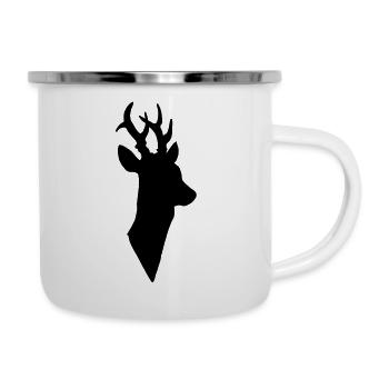 Hirschkopf - Emaille-Tasse - Weiß - Rechts