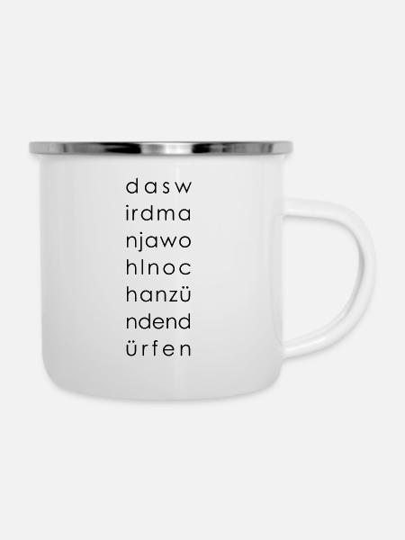 Anzünden - Emaille-Tasse - Weiß