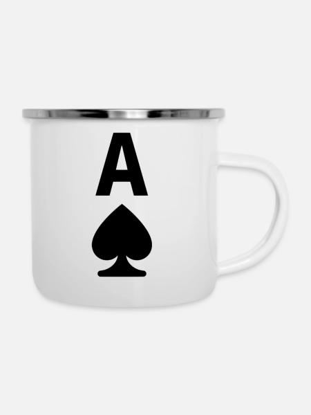 Pik Ass - Emaille-Tasse - Weiß