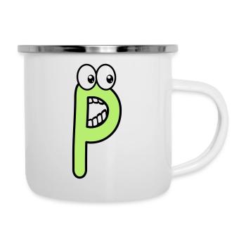 P - lettre P avec les yeux 👀 - Tasse émaillée - blanc - Droite