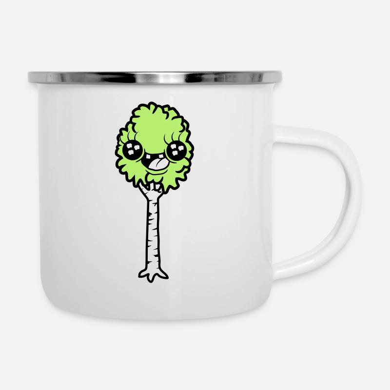 Lachende Cartoon Birke - Emaille-Tasse - Weiß