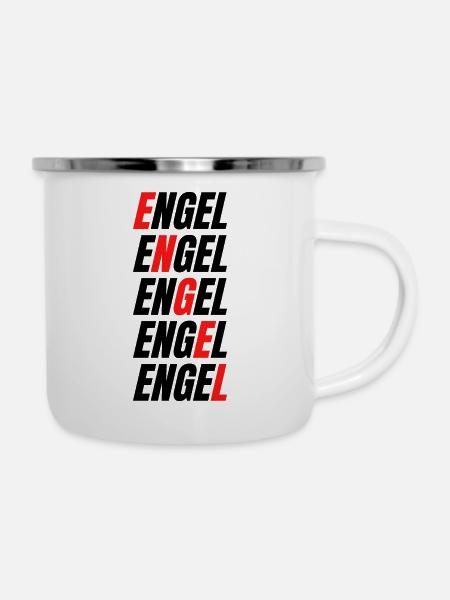 Engel - Emaille-Tasse - Weiß