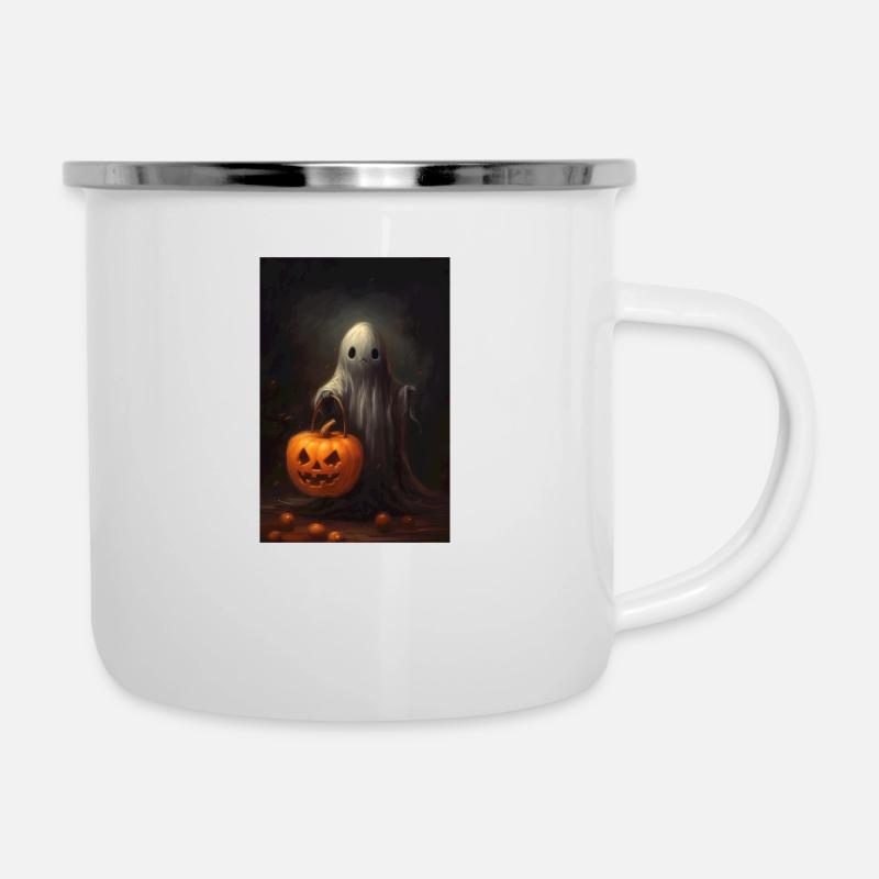 small scary and cute ghost - Camper Mug - white
