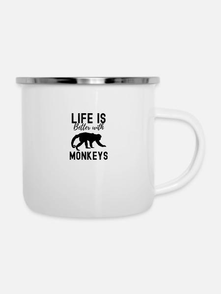 Affe - Emaille-Tasse - Weiß