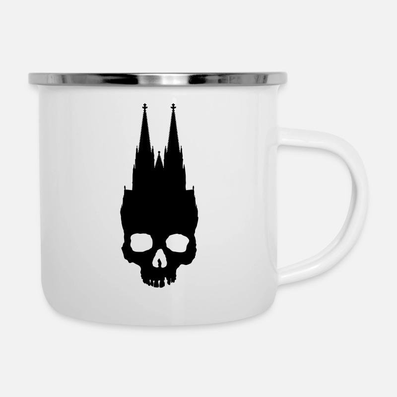 Kölner Dom Schädel - Emaille-Tasse - Weiß