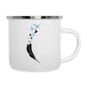 feder voegel fly 2 - Emaille-Tasse - Weiß - Rechts