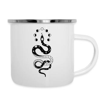 Schlange Mondphasen - Emaille-Tasse - Weiß - Rechts