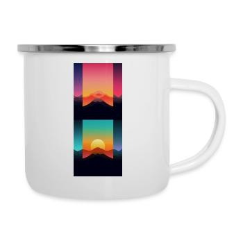 Gebirgslandschaft Geometrische Kunst - Emaille-Tasse - Weiß - Rechts