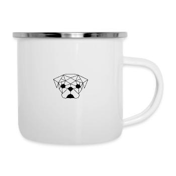 Ligne géométrique du carlin - Tasse émaillée - blanc - Droite