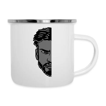 mann halbes gesicht kopf boese junge maennlich ern - Emaille-Tasse - Weiß - Rechts