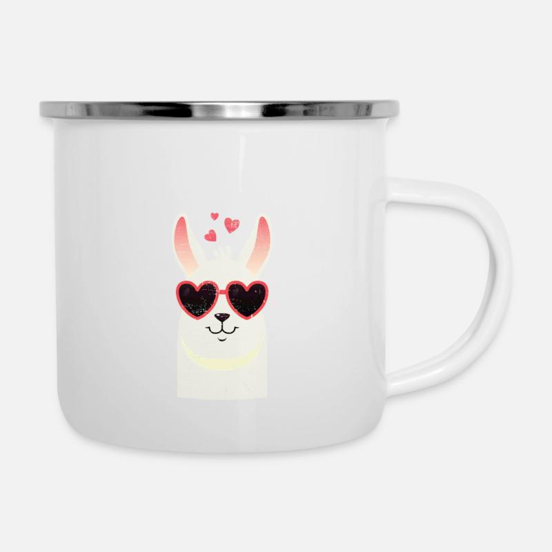 Mama Llama | Cute Mom Gift Design - Emaille-Tasse - Weiß