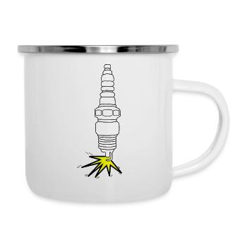 Zündkerze mit Funken - Emaille-Tasse - Weiß - Rechts