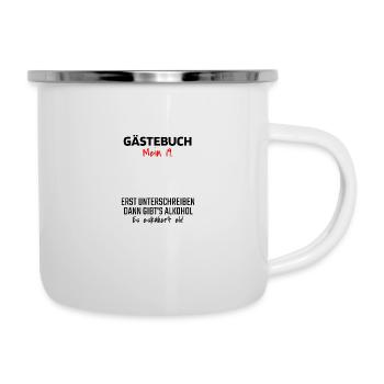 Gästebuch 19. Geburtstag Gästeliste 19 Jahre Shirt - Emaille-Tasse - Weiß - Rechts