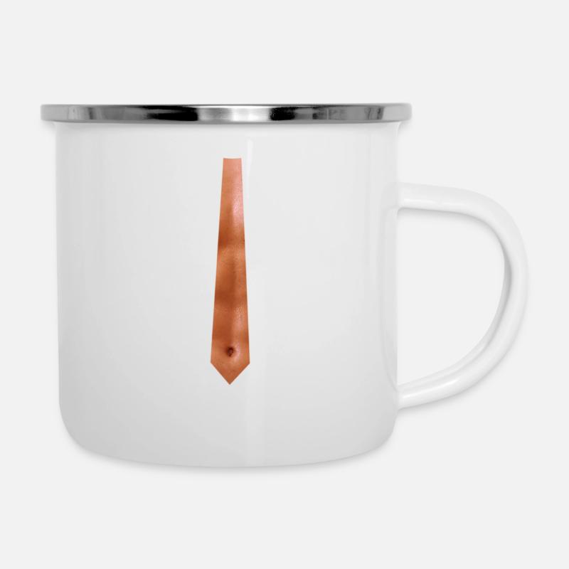 Sixpack, Mann, Muskel, Krawatte - Emaille-Tasse - Weiß