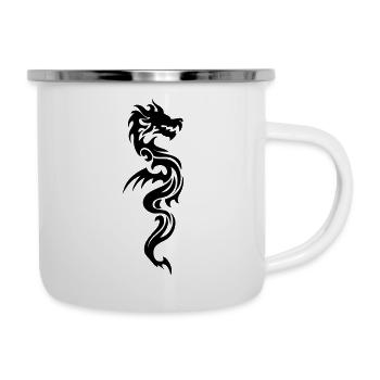 Drachen Kampfsport - Emaille-Tasse - Weiß - Rechts