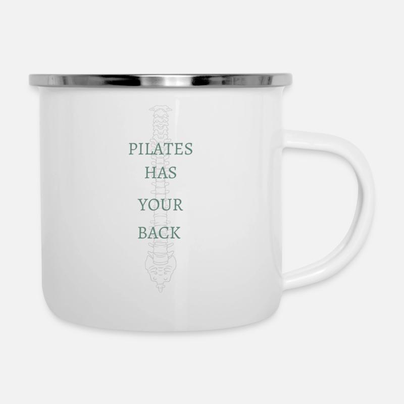 PILATES HAS YOUR BACK - Emaille-Tasse - Weiß